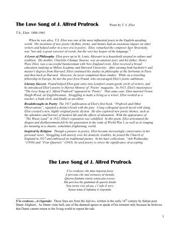 the lovesong of j alfred prufrock essays